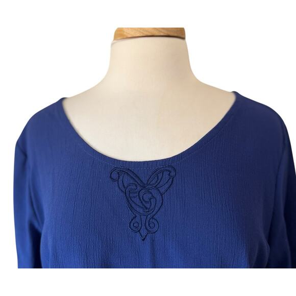 Leslie Belle 90s Vintage 3pc Set Cardigan Top Skirt Royal Blue Womens 12 - Picture 7 of 11